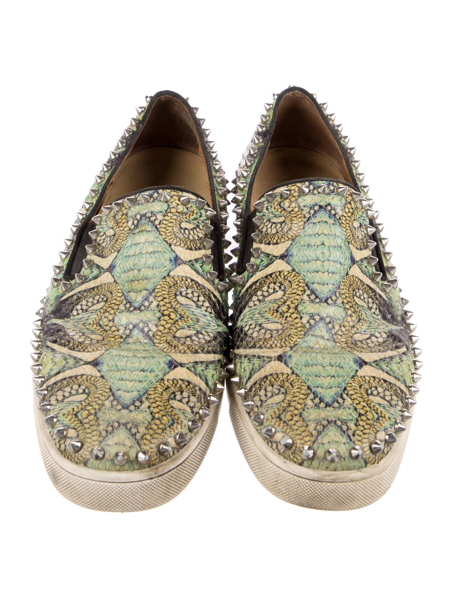 Christian Louboutin Spike Accents Snakeskin Sneakers